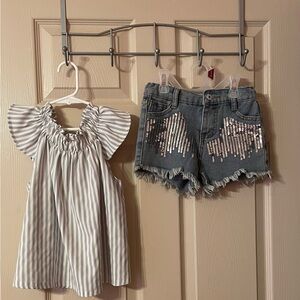 Girl top and sparkling top.